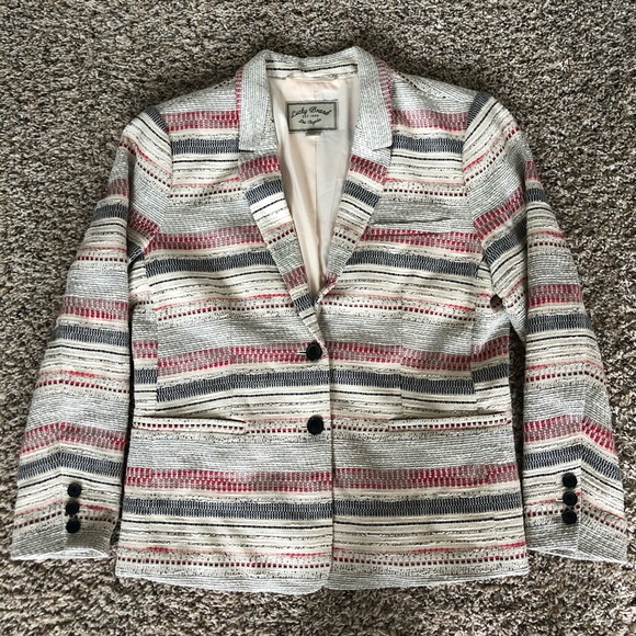 Lucky Brand 2-button cotton blend stripe blazer 8 - Picture 1 of 4